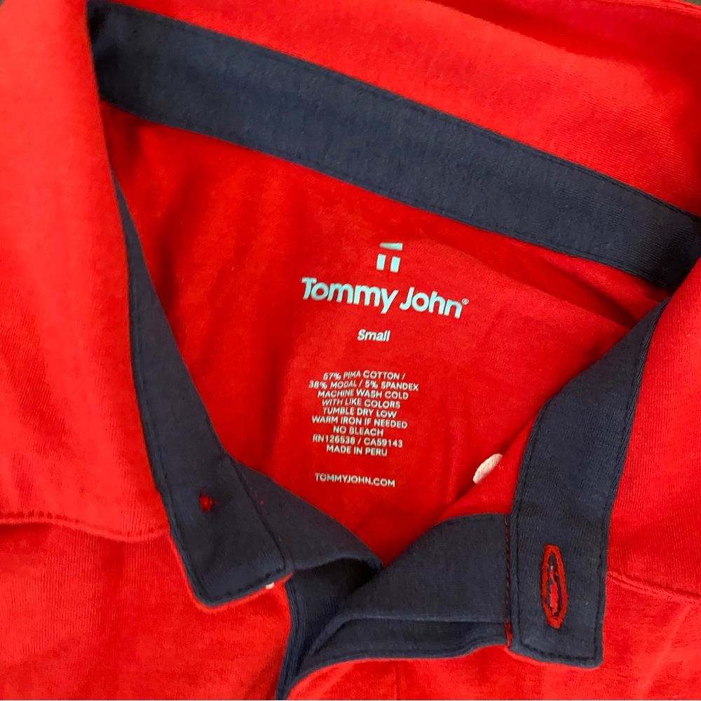 Tommy John Men's Pima cotton Red Polo Shirt size S - Picture 3 of 7